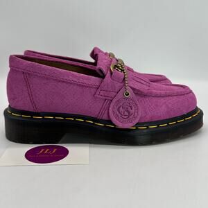 Dr. Martens Women's Adrian Snaffle Suede Kiltie Loafers Thrift Pink Size 5